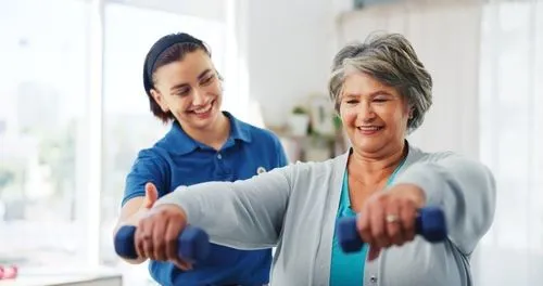 Senior woman participating in a physical therapy session