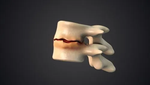 Detailed medical diagram of degenerative disc disease affecting the spine.