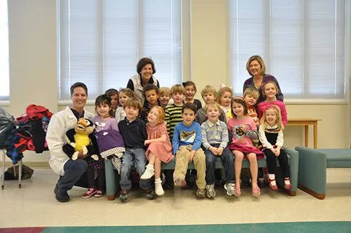 Dr Byrd with the class during Children's Dental Health month