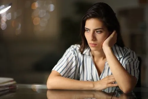 Woman looking in nowhere