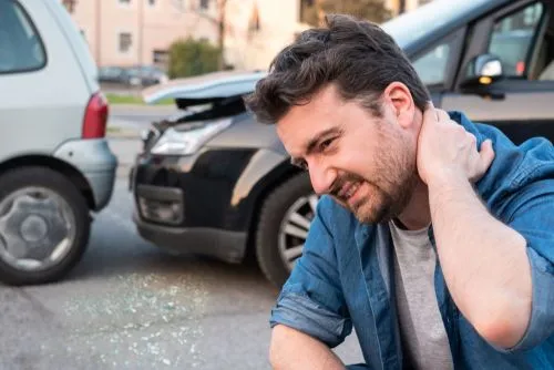 man with auto accident injury