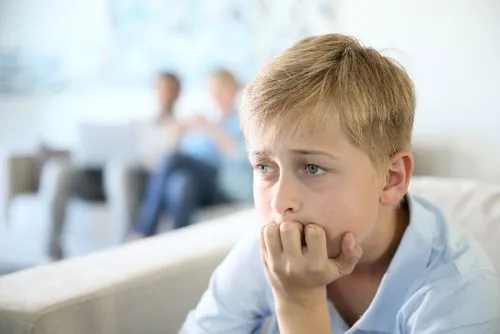 Close-up of a nervous child showing anxiety