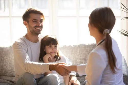 Parent and child during pediatric functional medicine visit