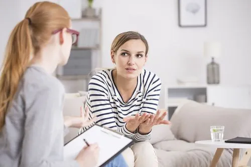 Female client receiving counseling for relationship concerns