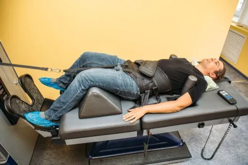 Man during spinal decompression therapy