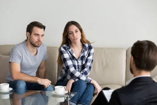 Couple receiving professional counseling support