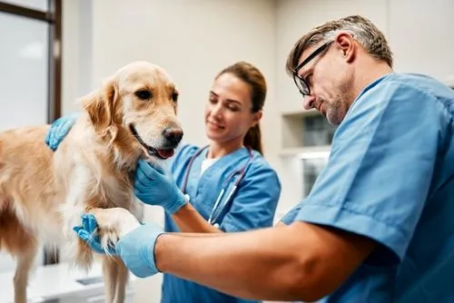 Dog receiving emergency veterinary care