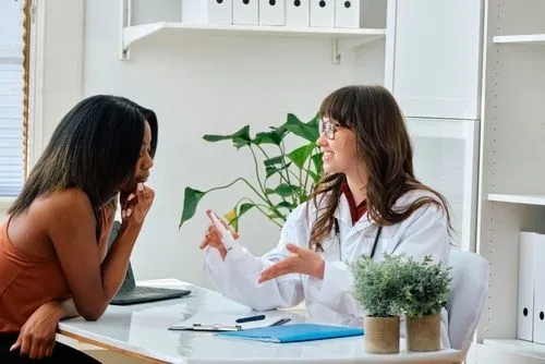 Young woman with the therapist