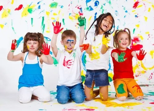 kids with paint