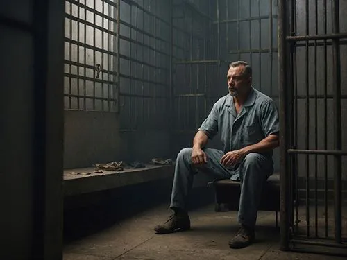 A man sitting in jail