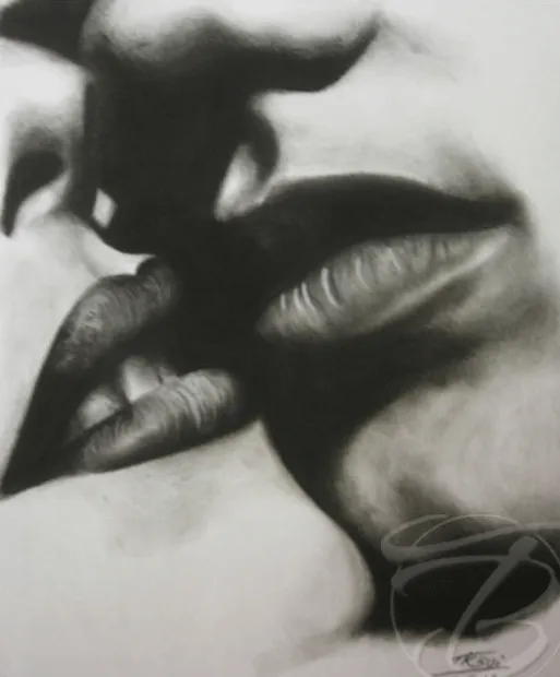 Lips Kissing Sketch