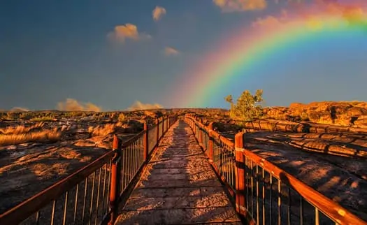 path with rainbow at end