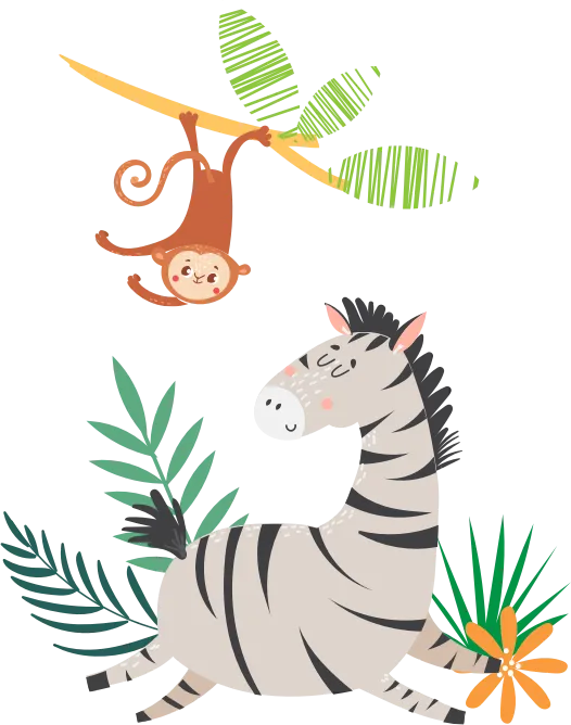 illustration of zebra and monkey