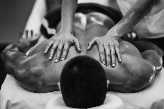 Man getting a sports massage in Los Altos, CA.