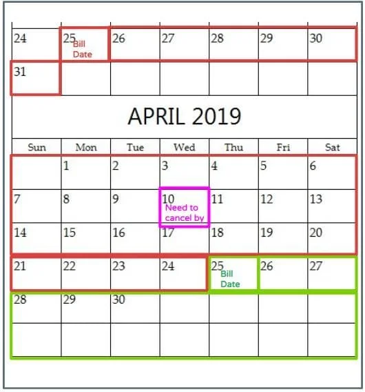 cancellation calendar