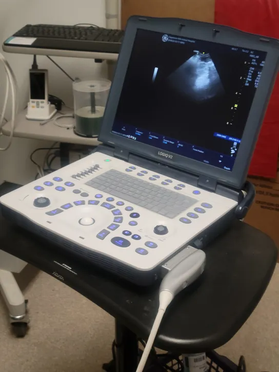 GE portable, color-capable Ultrasound imaging machine.