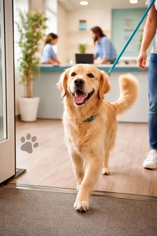 golden retriever in vet