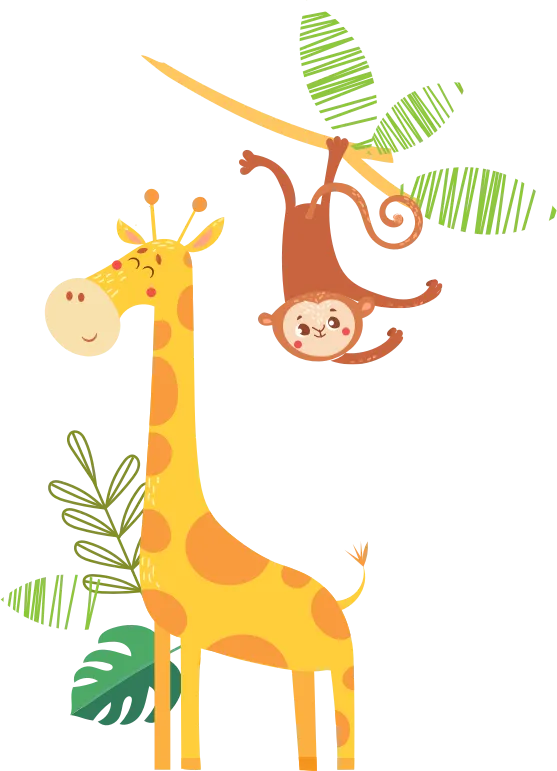 illustration of giraffe and monkey