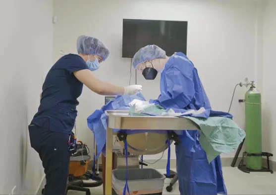 Doctor and Extern Performing a Surgery