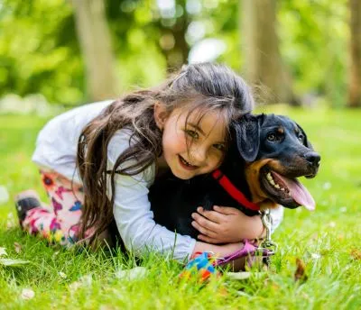 girl and dog love