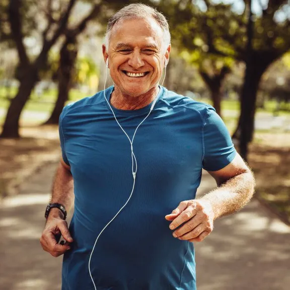 Man Running with earbuds