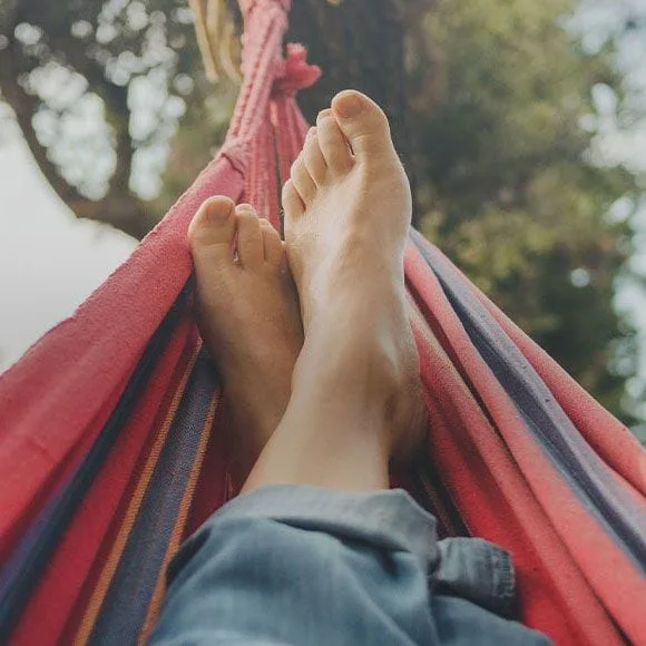 feet laying in hammock