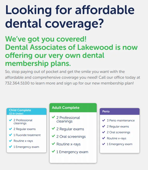 Membership Plans, Dental Associates of Lakewood, Best Dentist, Dentista