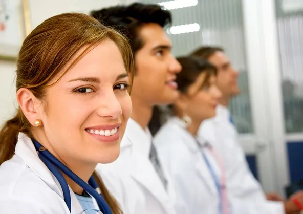 female dentist sitting next to other dentists smiling, Oral Surgery Washington, DC dentist