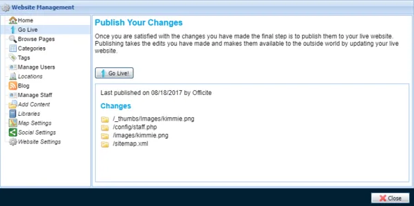 publish your changes change list