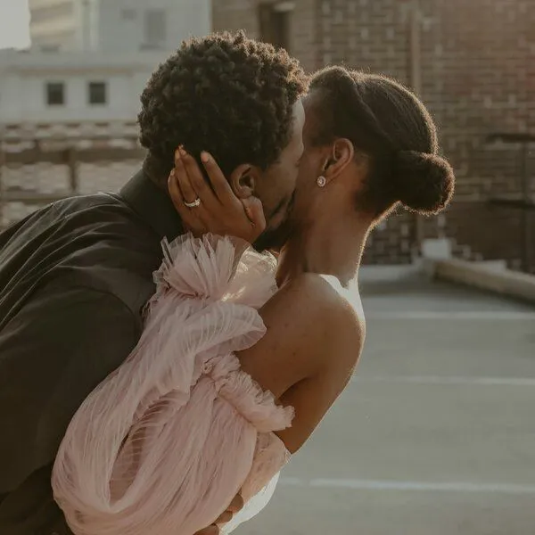 young couple kissing