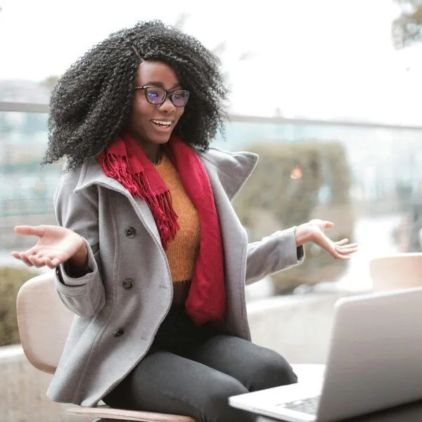 black woman at a computer