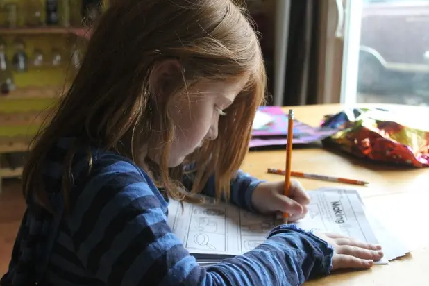 girl doing homework