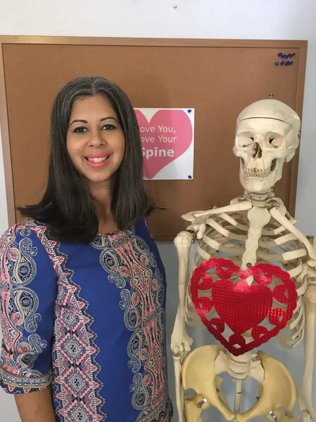 Dr. Flores with skeleton
