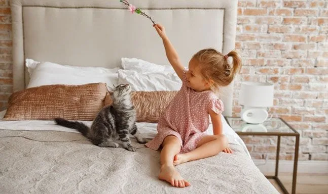 cat with girl