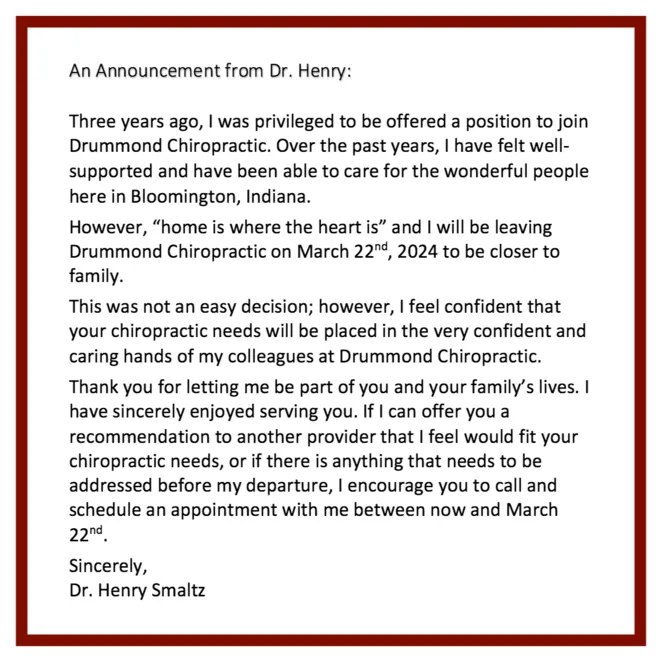 Dr. Henry Announcing His Last Day