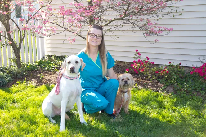 Ashley with two dogs