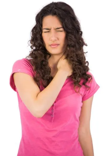 woman with neck pain from Sugar Land TX