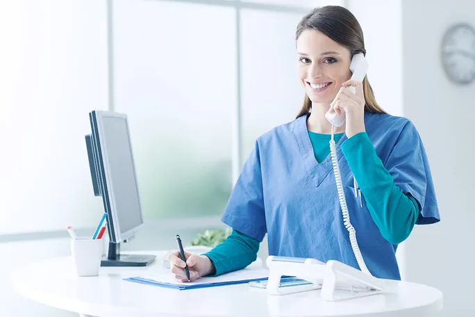 woman on phone smiling