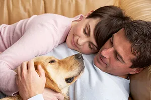 Couple with dog