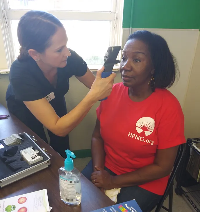 Dr. Bucci performed free Glaucoma Screenings during the Founder's Day Celebration in Highway Park in November 2018. Photo courtesy of Sharon Weatherhead/Correspondent of Highlands News Sun