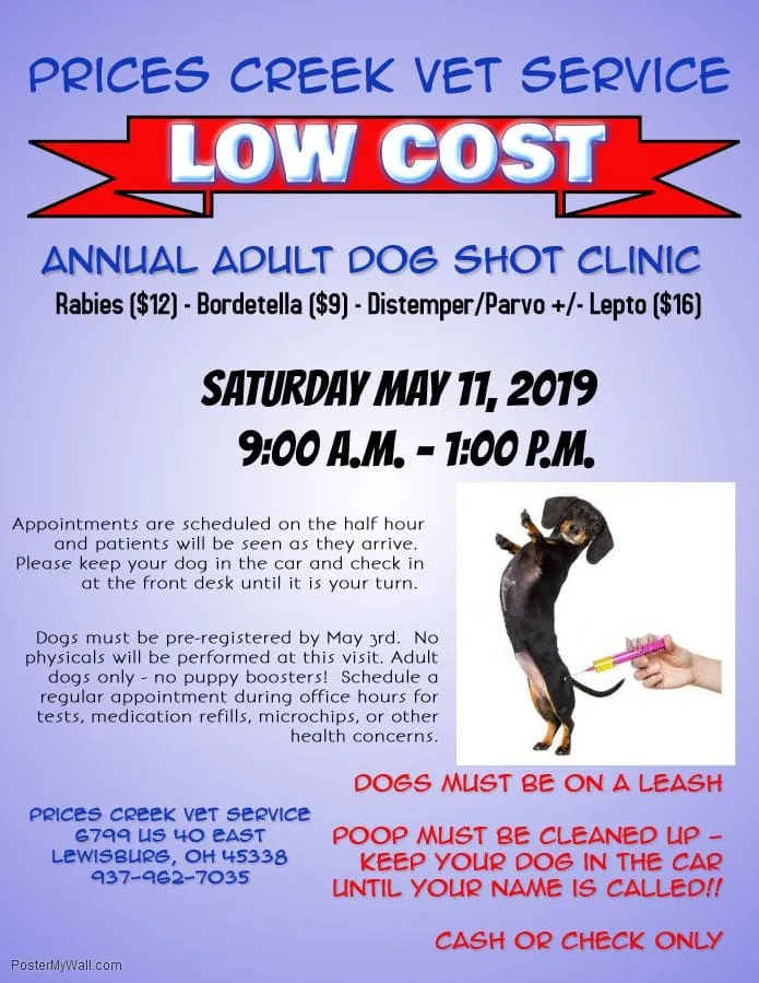 Low Cost Adult Dog Shot Clinic