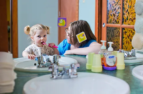 A Wild Smile tooth brushing station