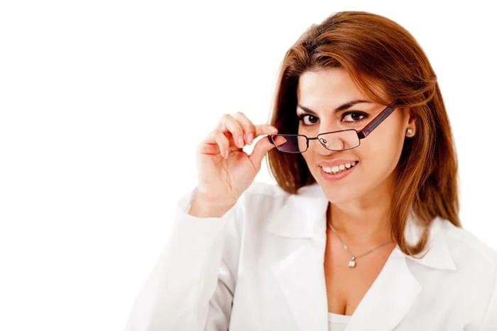 woman wearing her new eyeglasses