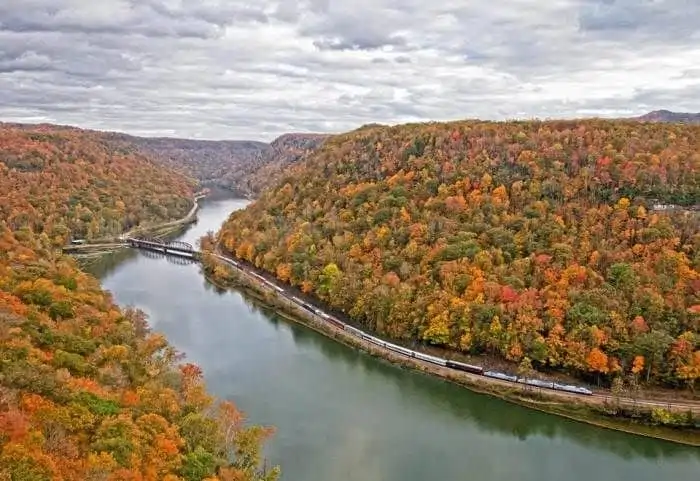 Rails in Fall near river