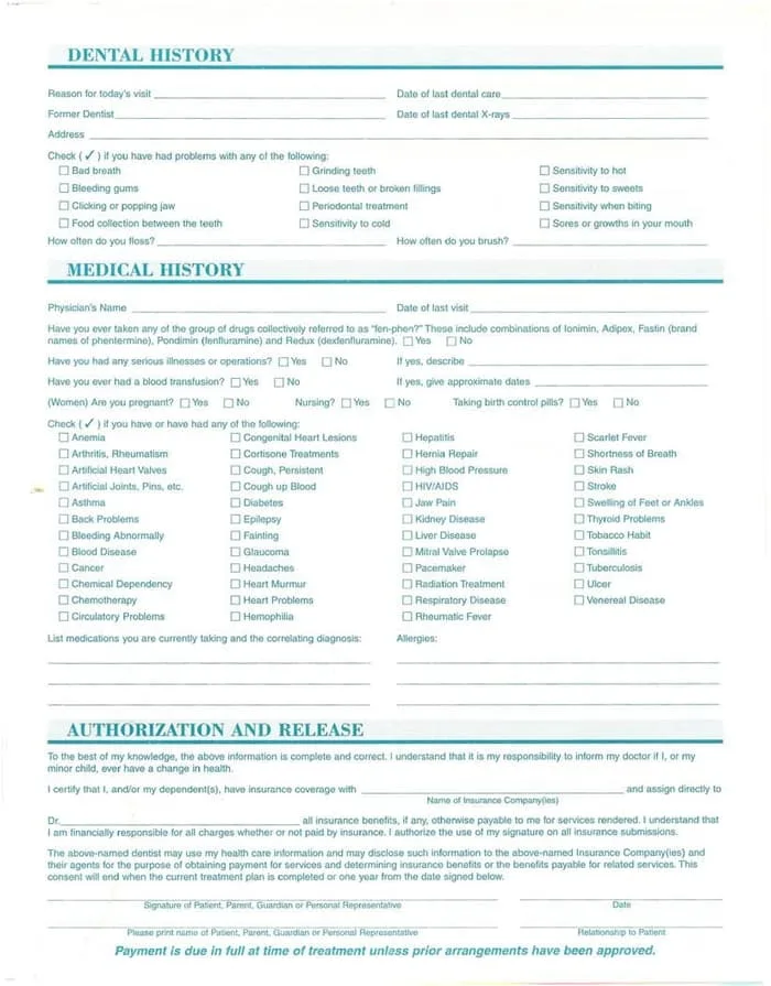 New Patient form page 2