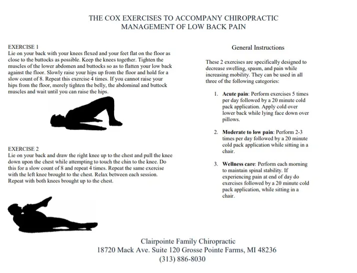 Cox exercises for the lower back