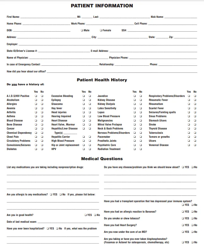 PATIENT INFORMATION FORM