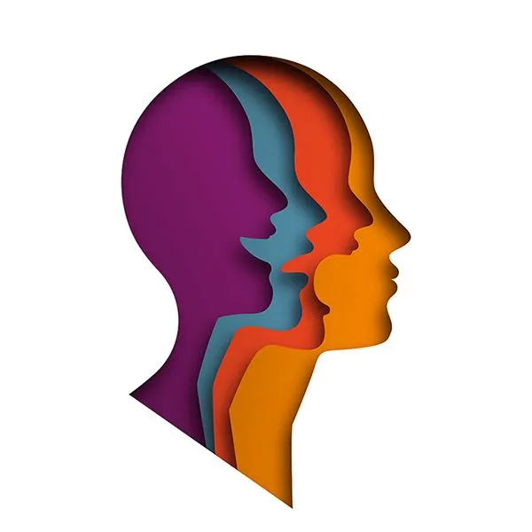 layered human profiles showing multiple inner parts or subpersonalities