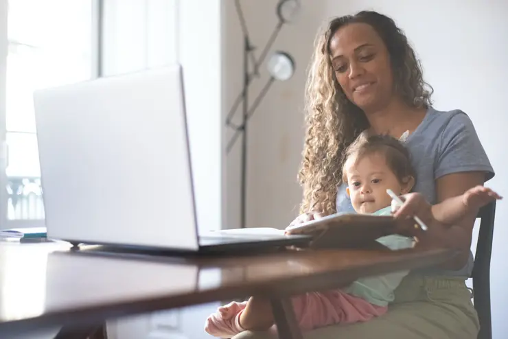 parent and child at computer