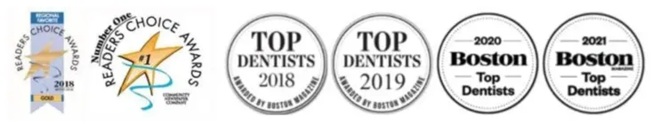 award logos for Top Dentist and other awards Pan Dental Care has won, dentist Melrose, MA